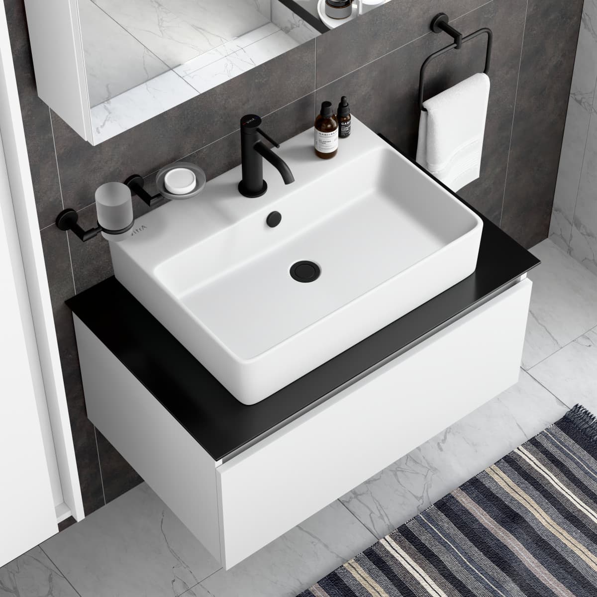 Смеситель для раковины VitrA Minimax Round (Минимакс Раунд) A4353036EXP однорычажный матовый черный латунь