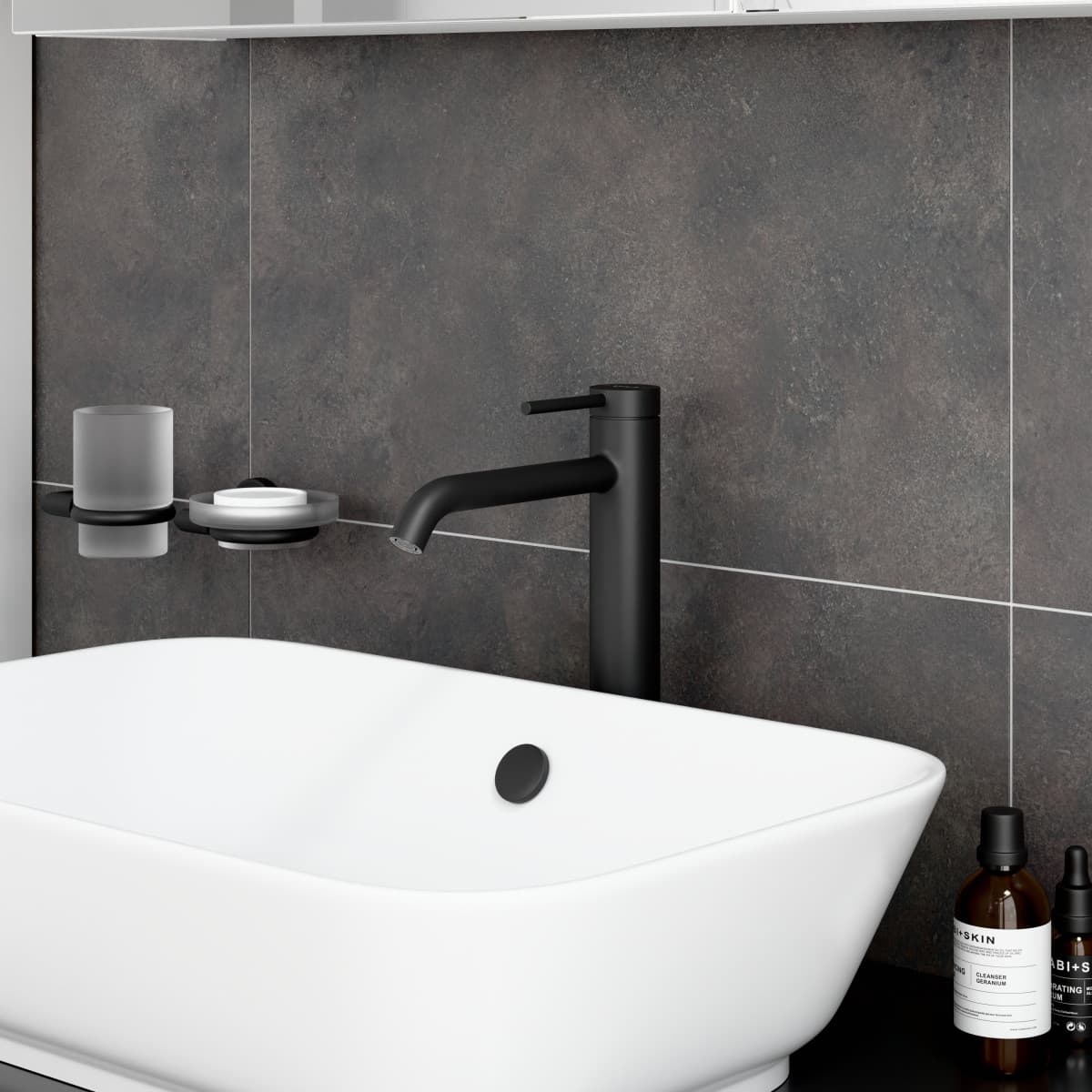 Смеситель для раковины-чаши VitrA Minimax Round (Минимакс Раунд) A4353436EXP однорычажный матовый черный латунь