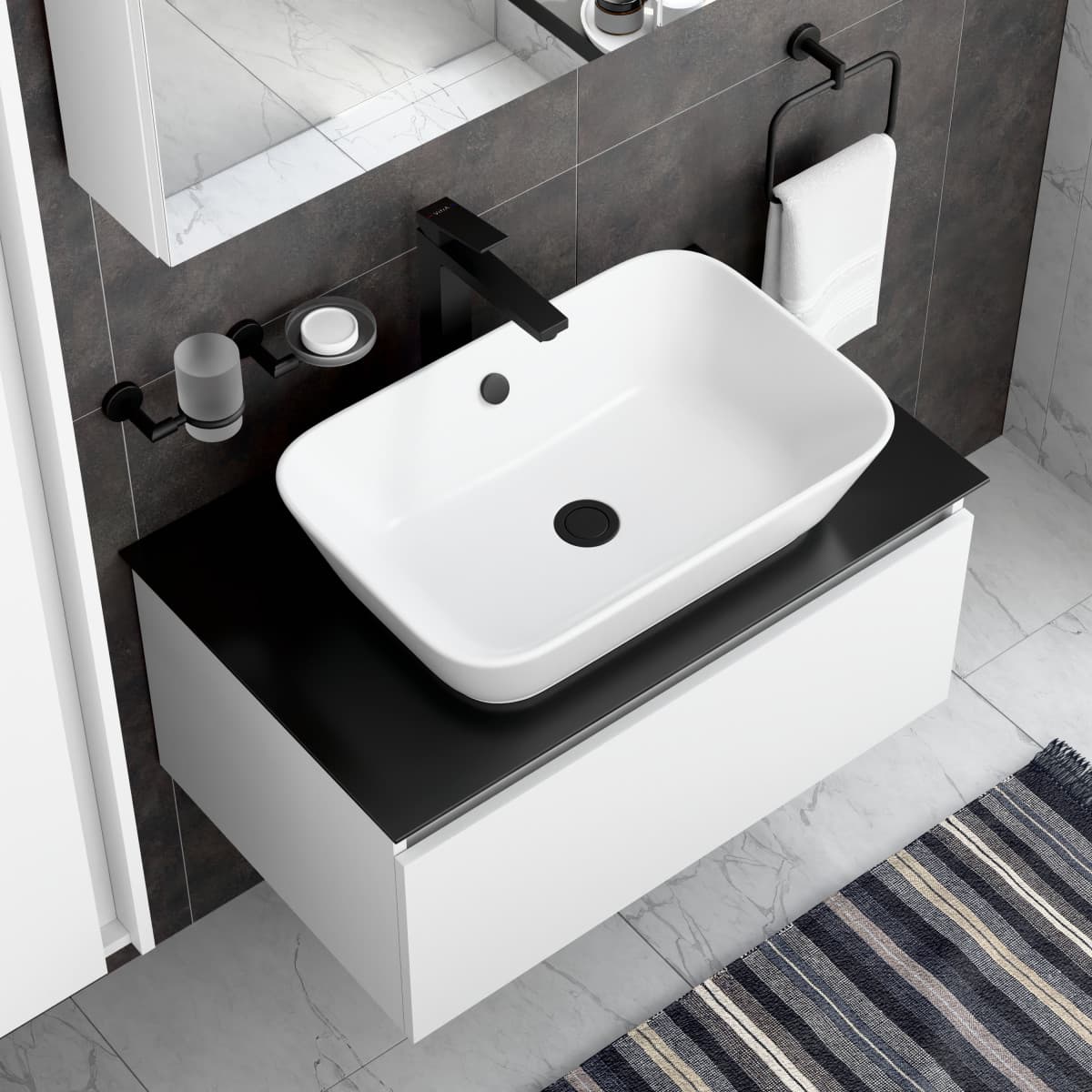 Смеситель для раковины-чаши VitrA Minimax S (Минимакс С)quare A4372436EXP однорычажный матовый черный латунь