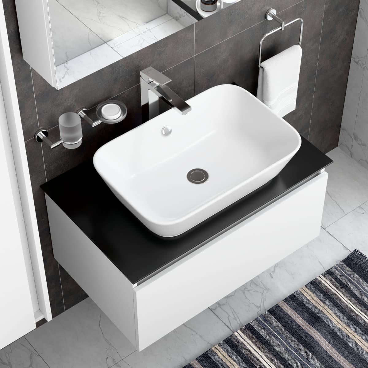 Смеситель для раковины-чаши VitrA Minimax S (Минимакс С)quare A43724EXP однорычажный хром латунь