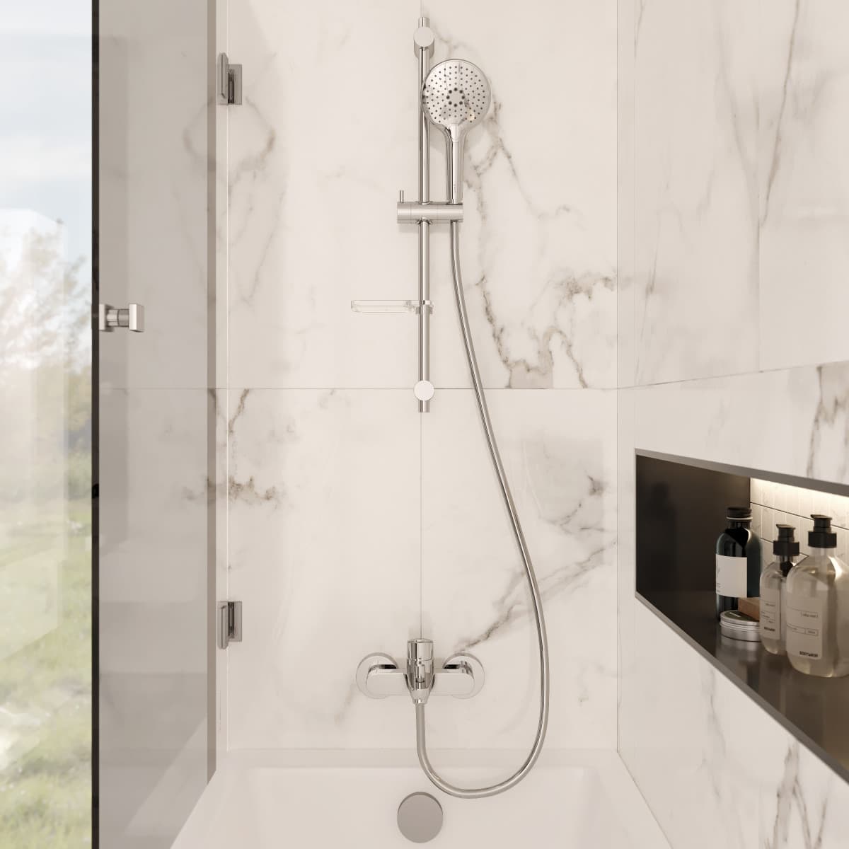 Душевая стойка VitrA Bliss (Блисс) A45743EXP с ручным душем без смесителя с мыльницей хром