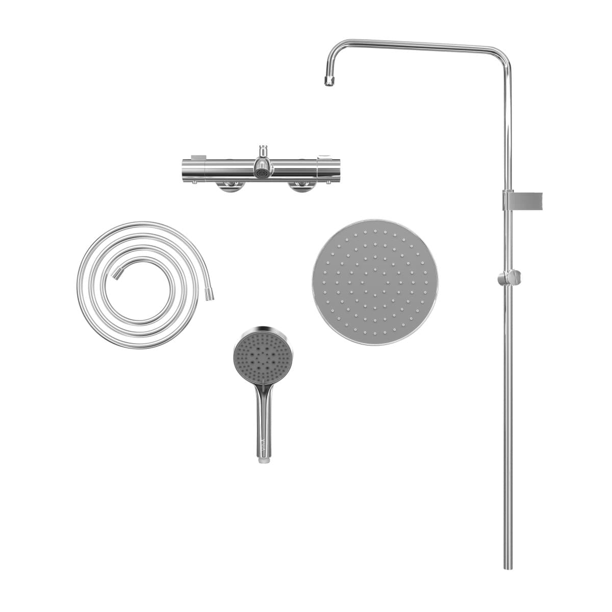 Душевая система VitrA Base Round (Бейс Раунд) A47303EXP с термостатическим смесителем и ручным душем хром латунь