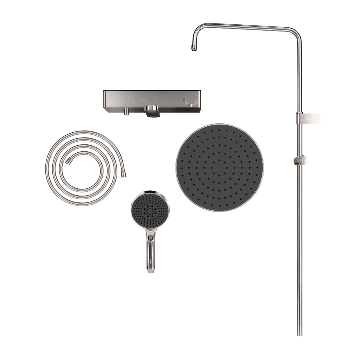 Душевая система VitrA Core Round (Кор Раунд) A4730934EXP с термостатическим смесителем и ручным душем брашированная никель