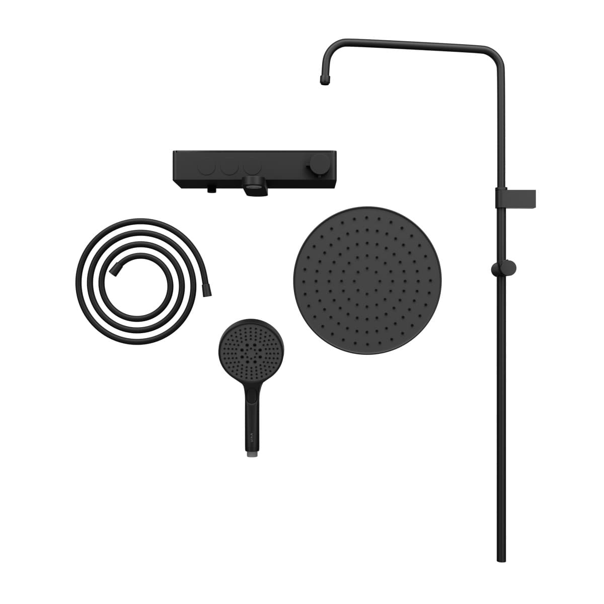 Душевая система VitrA Core Round (Кор Раунд) A4730936EXP с термостатическим смесителем и ручным душем матовая черная